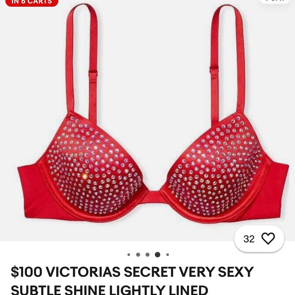 Victoria's Secret Red Rhinestone Bra Intimates & Sleepwear - Picture 2 of 4